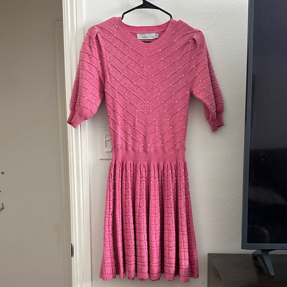 Adelyn Rae Pink Knit Kids Dress